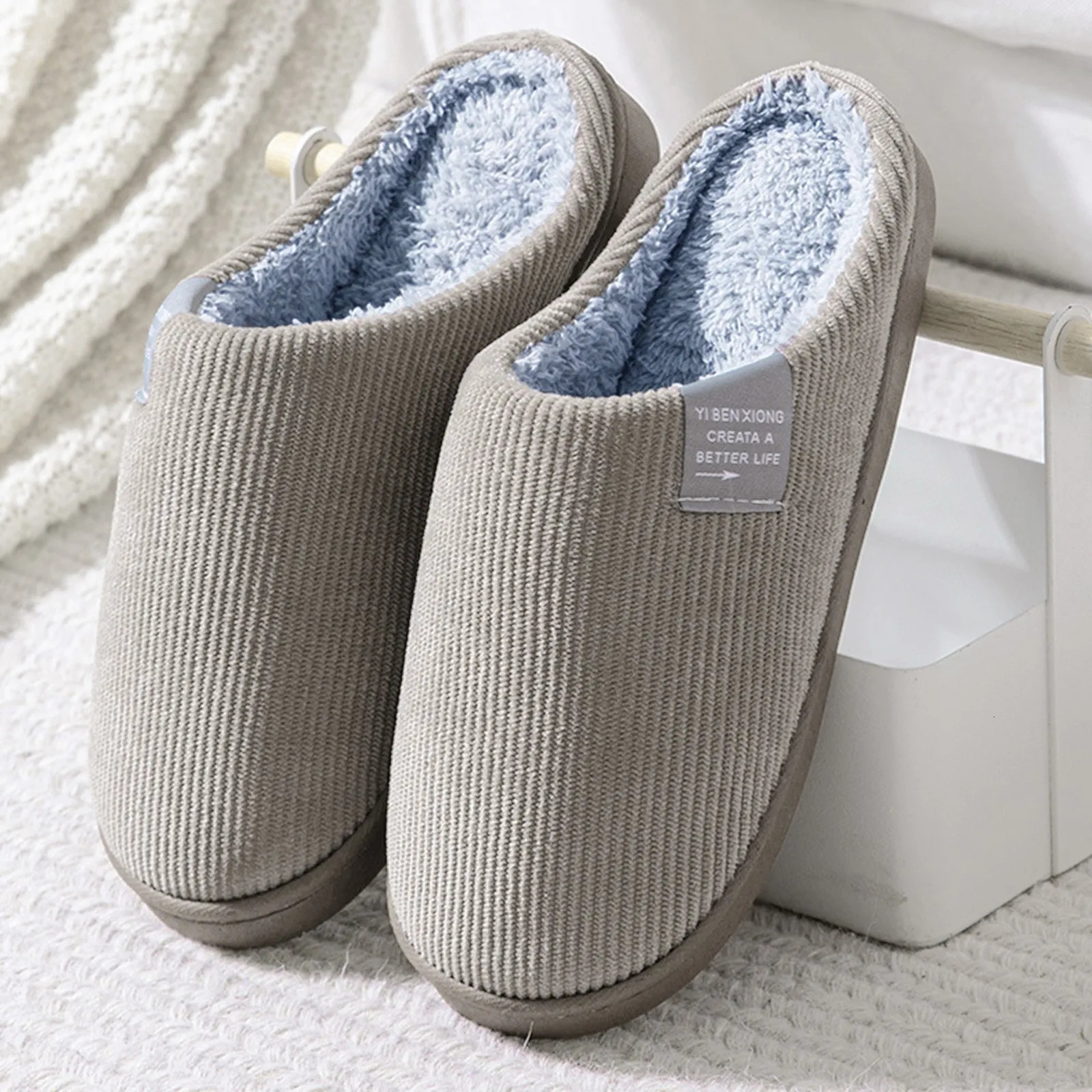 Winter Warm Fur Slippers Men Couples House NonSlip Soft Shoes Women Comfort Flat Heel Home Indoor Bedroom Zapatillas Casa Mujer 241115