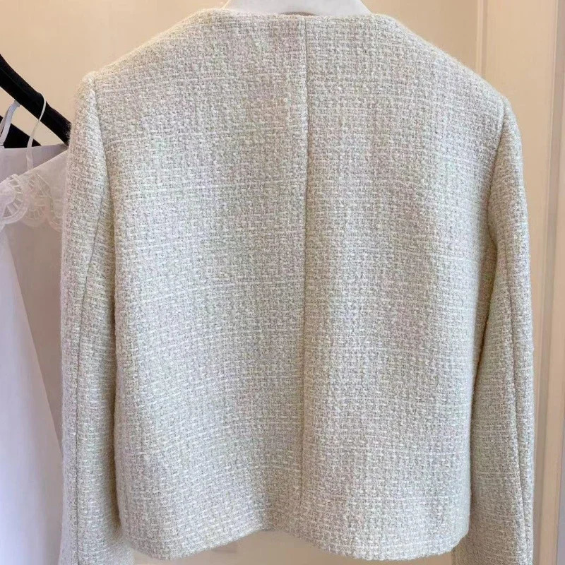 French wool coarse woolen coat fashionable high-end gold button short ultra-thin temperature jacket spring and summer Korean coat womens jacket 241115
