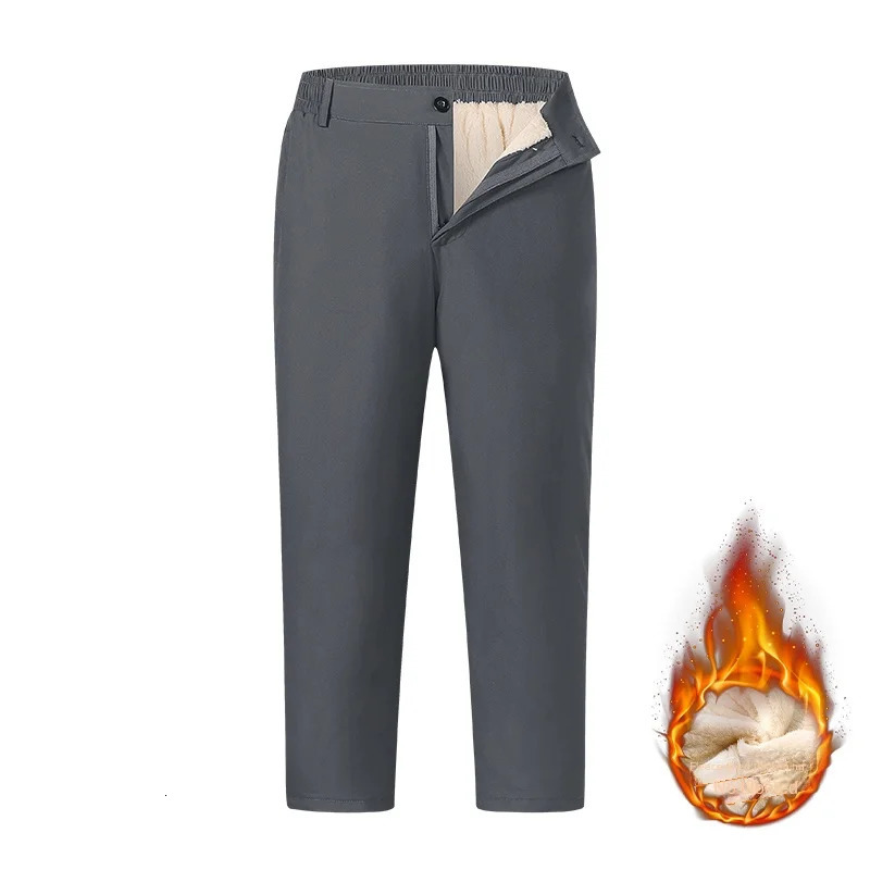 Winter cashmere pants for mens business and leisure thick waterproof windproof graphene material knee warm woolen 241115