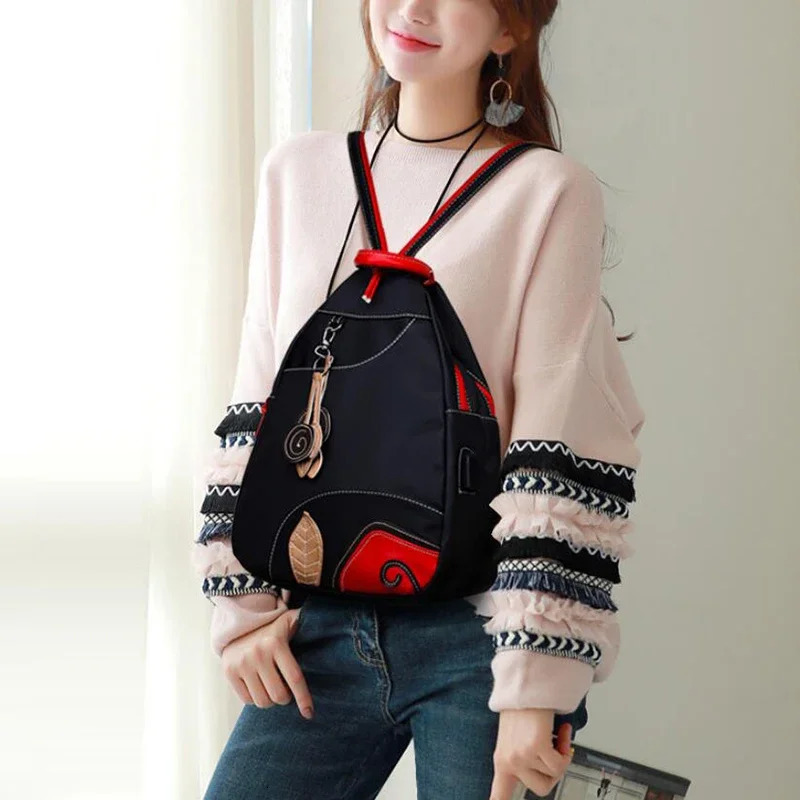 Fashion Women Backpack Waterproof Nylon Shoulder Bag Leisure Travel Luggage Bag Outdoor Crossbody Bag Student School Bag 241115