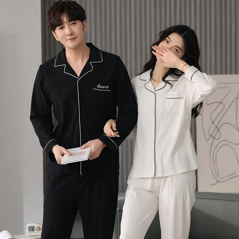 Spring Couple Japan Sleepwear Set Womens Cotton Soft Sleepwear Loose Home Clothes Fashion Sleepwear Set Sleepwear 241112