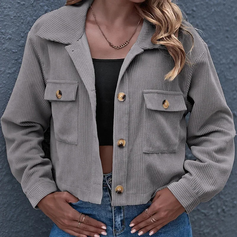 Stylish Solid Color Button Front Long Sleeve Jacket Sof Spring and Fall Women Casual Wear for Everyday Occasions 241108