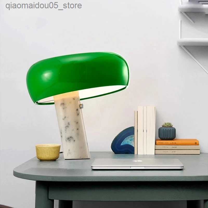 Lamps Shades Marble mushroom table lamp for childrens learning LED night light home black bedside living room decoration book reading gloss Q240416