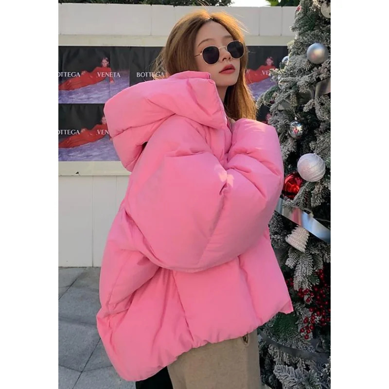 Yellow Down Jacket Women Coat Black Hooded Fashion American Streetwear Y2K Style Duck Feather Female Winter Short Outwear 241115