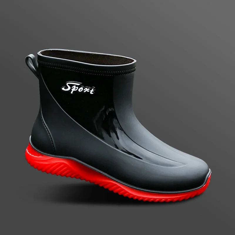2024 Short Rain Boots for Men Nonslip Wearresistant Rainy Day Outdoor Fishing Rubber Shoes Cotton Waterproof Mens Rain Boots 241115