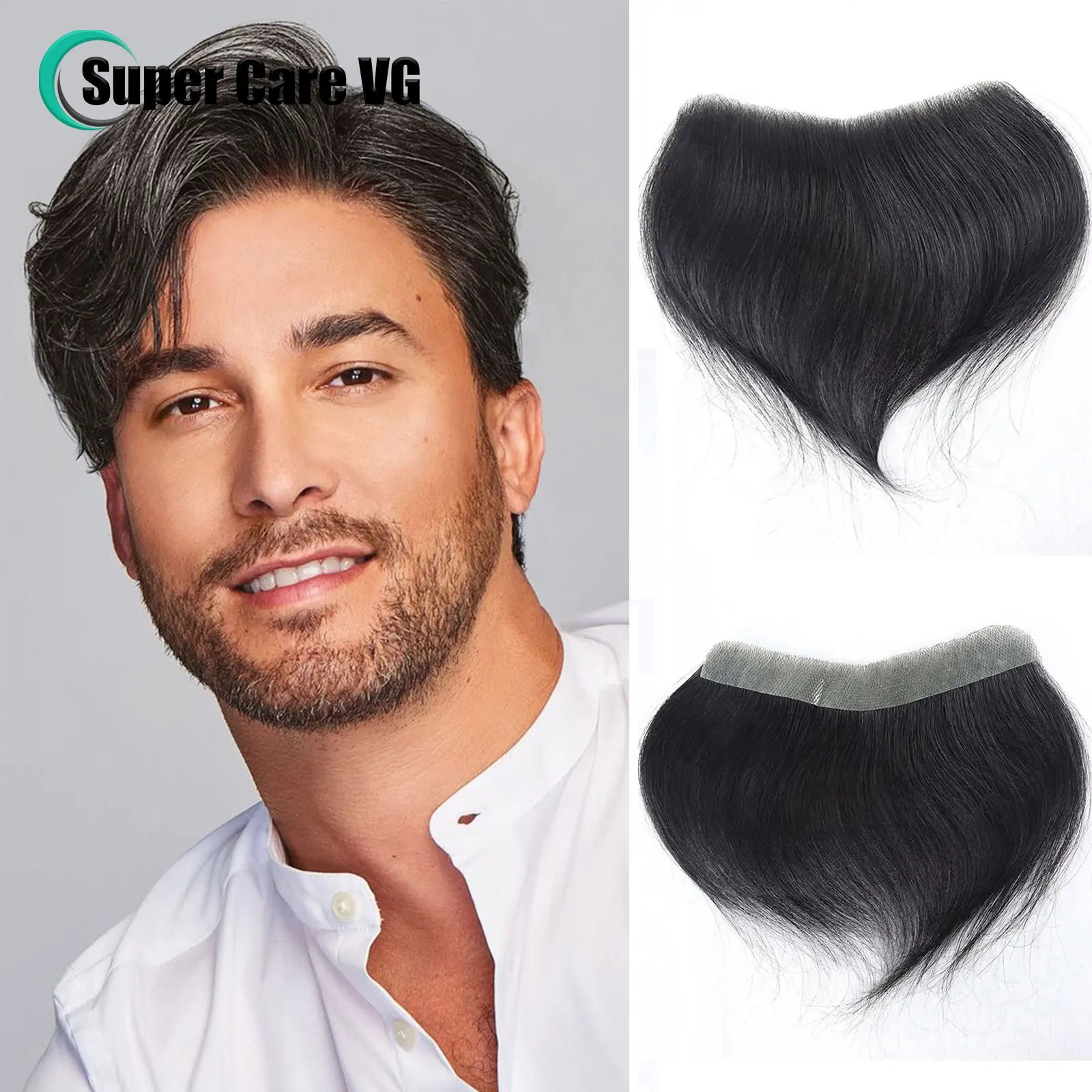 0.06mm Full PU Human Hair Toupee Men Forehead Hairpiece Patch Invisible Seamless Ultra Thin Skin PU Mens Capillary Prosthesis 241115