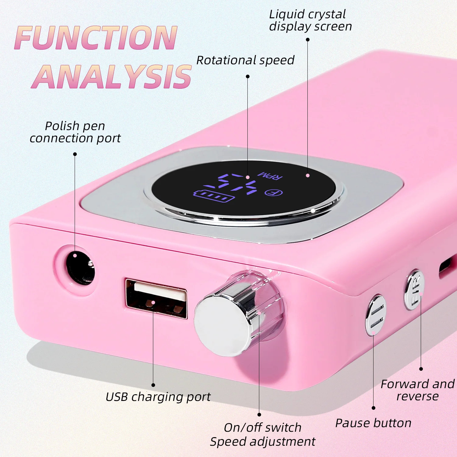 45000RPM Nail Drill Manicure Machine Electric Drill For Nails Rechargeable Nail Sander for Gel Nails Polishing For Home Salon 241115