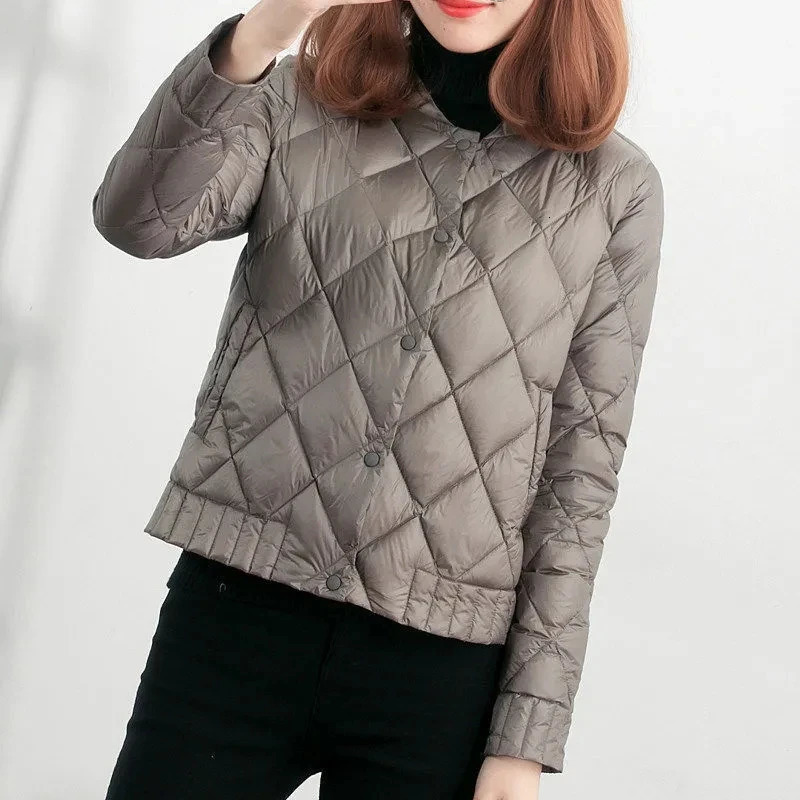 Light Thin Womens Down Cotton Coat 2024 Winter Parkas Short Female Korean Loose Jacket Stitching Padded Overcoat Tops 241115