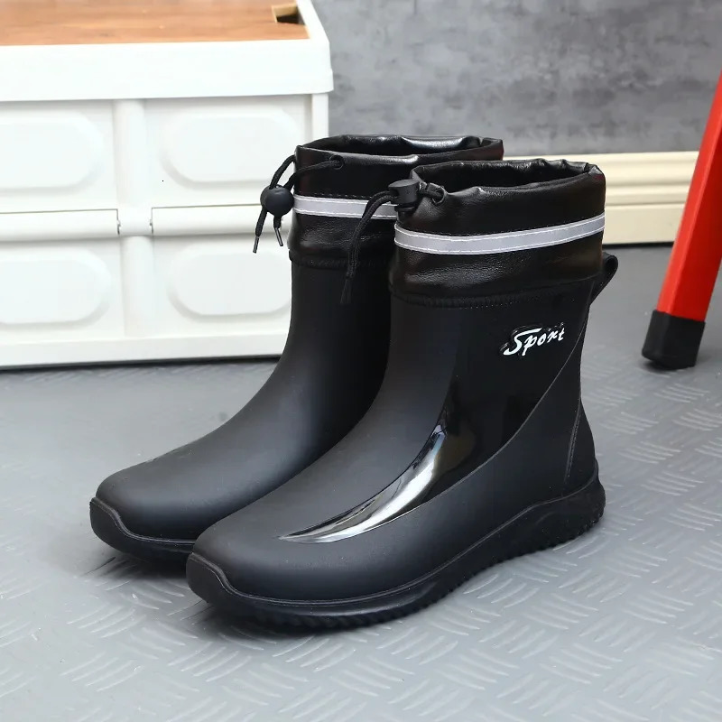Fashion Men Rain Boots High Quality Antislip Waterproof Shoes for Men Outdoor Wearresistant Rain Shoes Comfor Mens Boots 241115