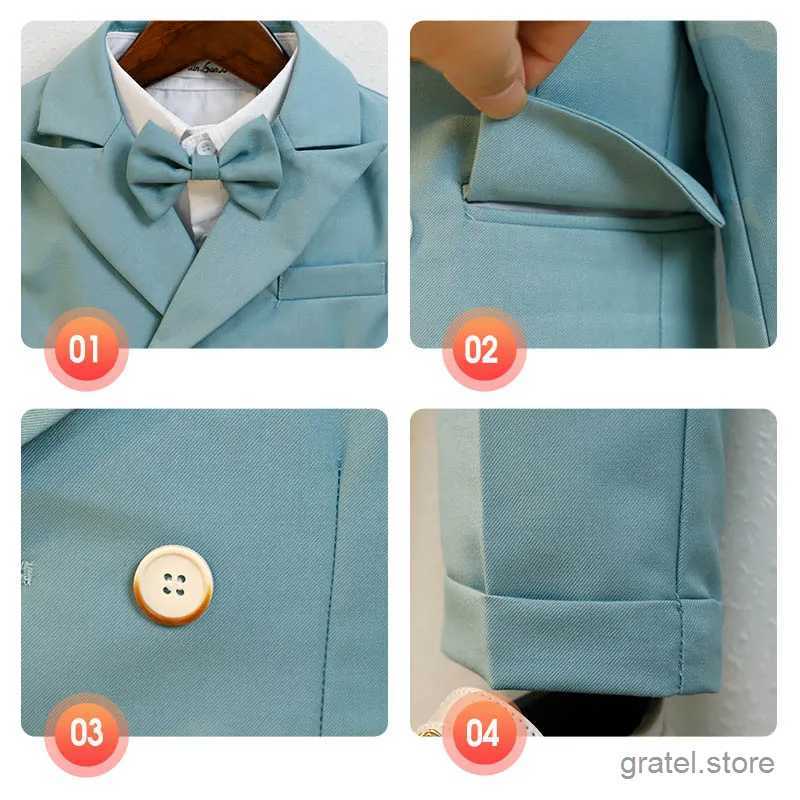 Suits Children Champagne Slim Photograph Dress Gentleman Kids Birthday Suit Flower Boys Wedding Party Performance Dance Show Wear