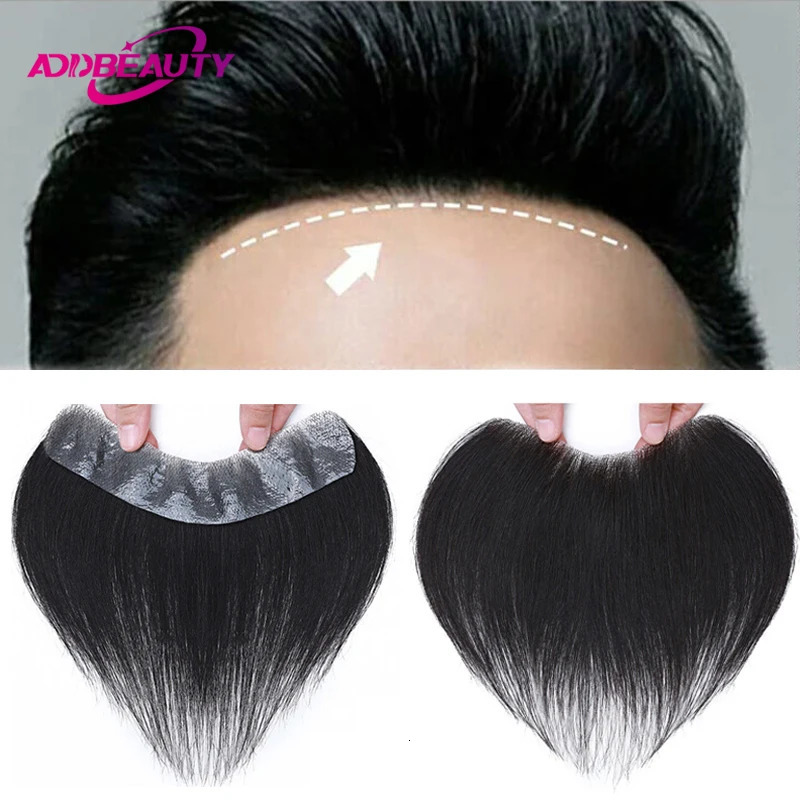 Vstyle Front Toupee Thin Skin PU 0.05-0.14mm VLoop Men Wig Indian Human Hair Replacement System 6inch Hairpiece Natural Color 241115