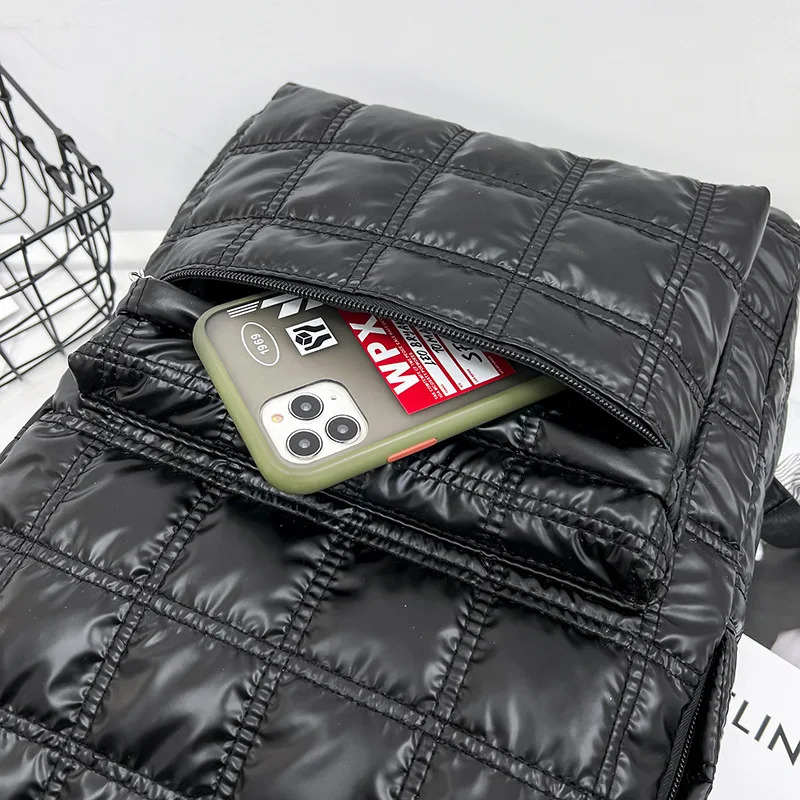 Casual Female Backpack Fashion Women School Bag Rucksack Large Capacity Space Cotton Quilted Plaid Travel Shoulder Bags For Girl 241115