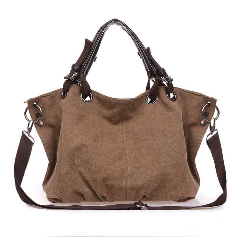 New Fashionable Women's Simple And Casual Canvas Bag Large Capacity Handbag Single Shoulder Crossbody Bag