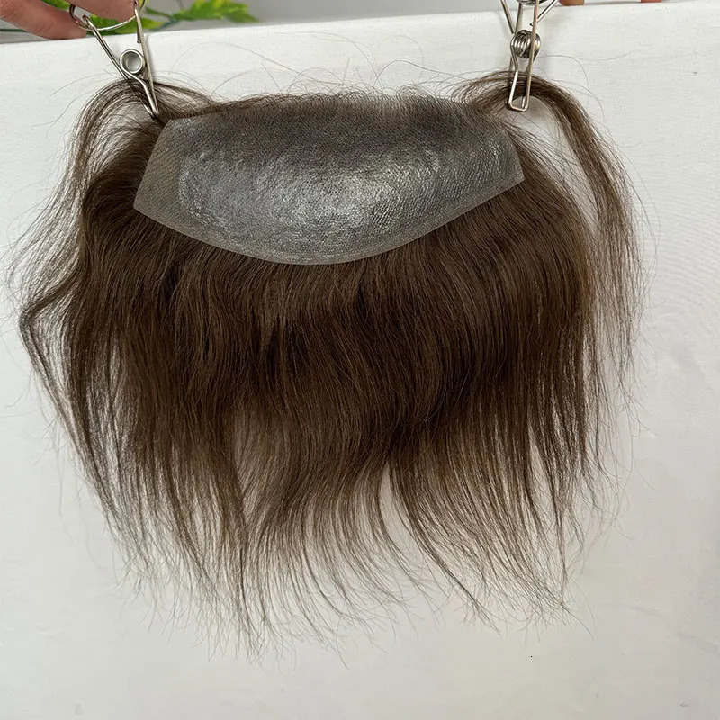 Men D Style Frontal Big 7x16cm Hairline Toupee Human Hair Skin PU Man Hairpieces For Natural Hairline 1B Color Toupee For Men 241115