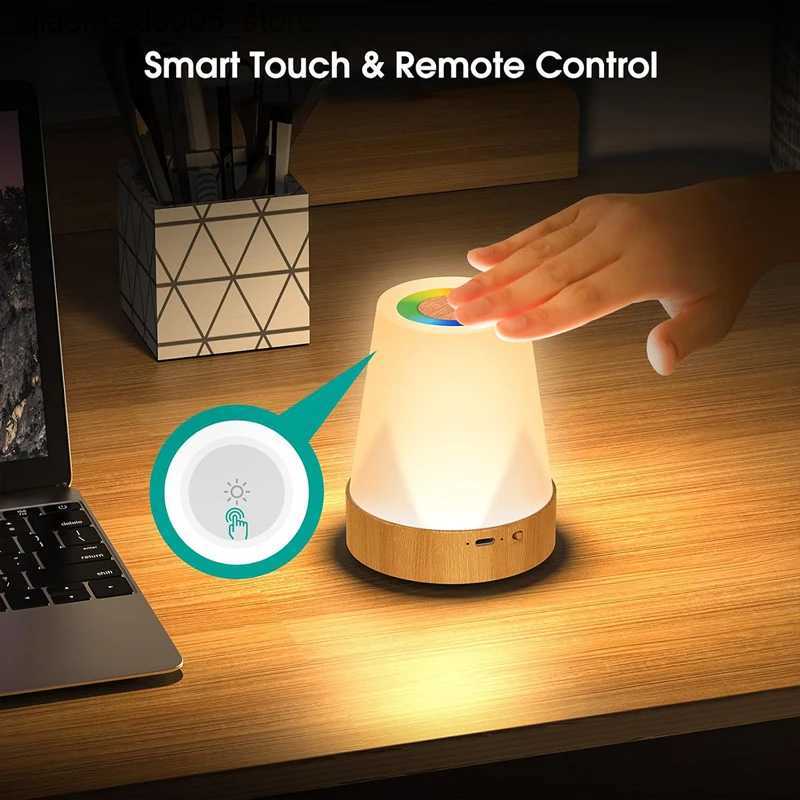 Lamps Shades LED bedside light touch dimmable 1500mAh battery 13 color desk light wireless night light room decoration items children Q240416