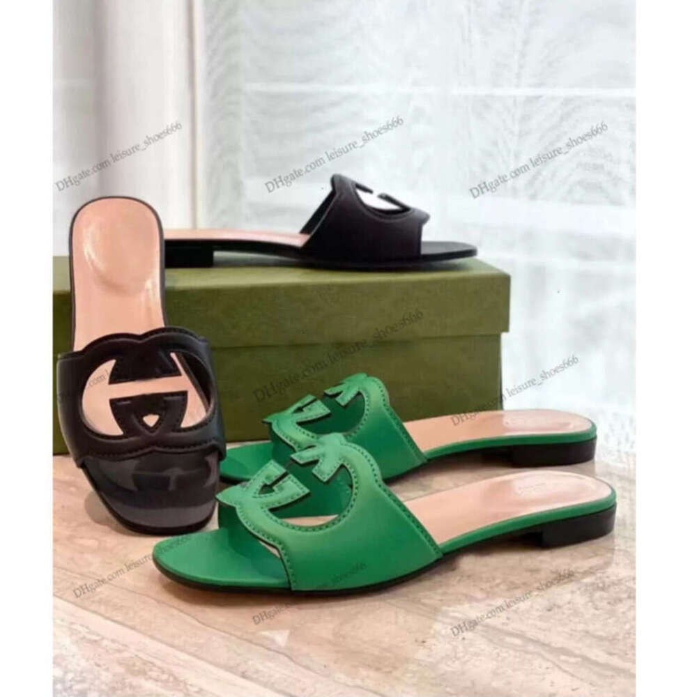 Luxury G-Slipper Slipper Slipper Womens Interlocking Sandals Cut-Out Chaussures Lady Flip Flops Slip on Beach Slide Flat Casual Walking Discount
