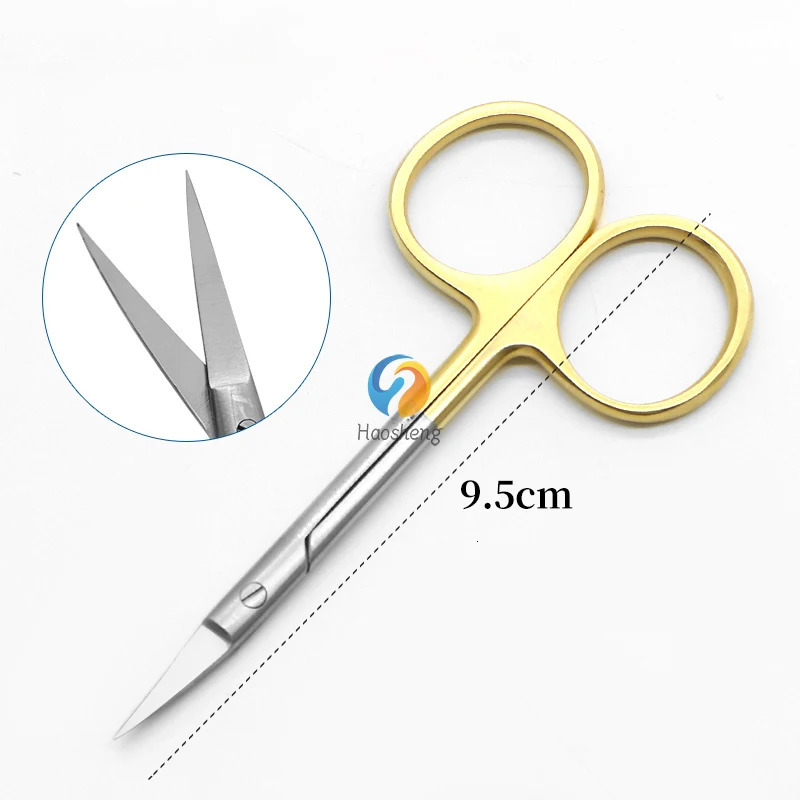 9.5cm Sliver Black Gold Handle Superfine Stich Eyelid Iris Scissors Straight Curved 241115