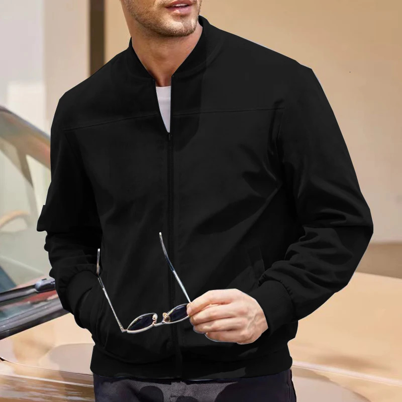 Stylish Mens Vintage Long Sleeve ZipUp Baseball Collar Sports Jacket WaterResistant Breathable 241115