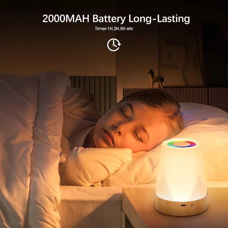 Lamps Shades LED bedside light touch dimmable 1500mAh battery 13 color desk light wireless night light room decoration items children Q240416