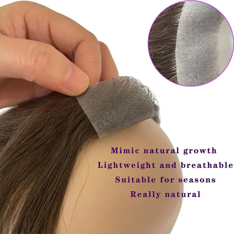 Ultra Thin PU Skin Toupee for Men Front Hairline Toupee Frontal Hair Topper 100% Human Hair Black 1B Color 241115