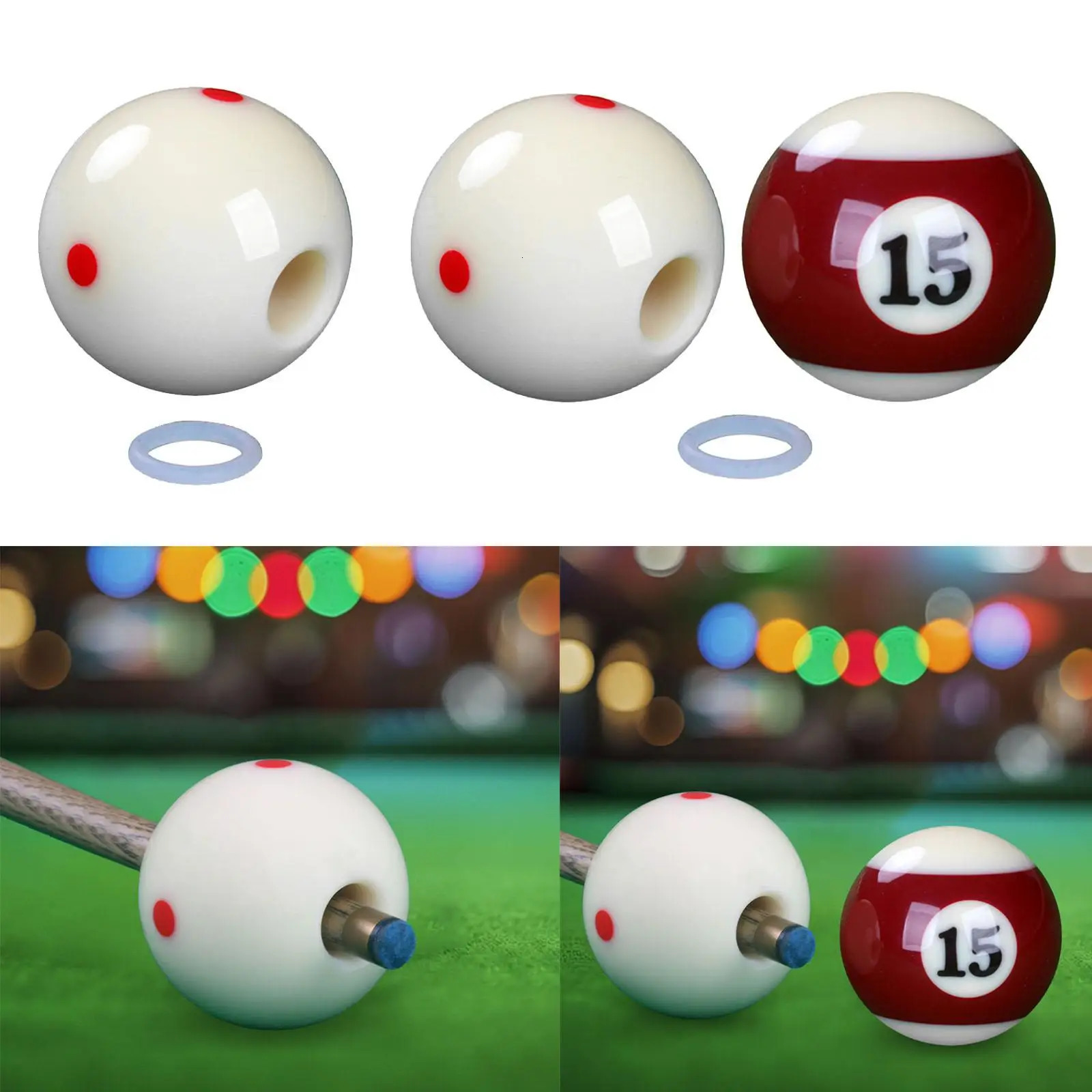 Billiards Cue Ball with Hole Practice Aiming Helper for Technique Perforated Billiard Stroke Exerciser 241115