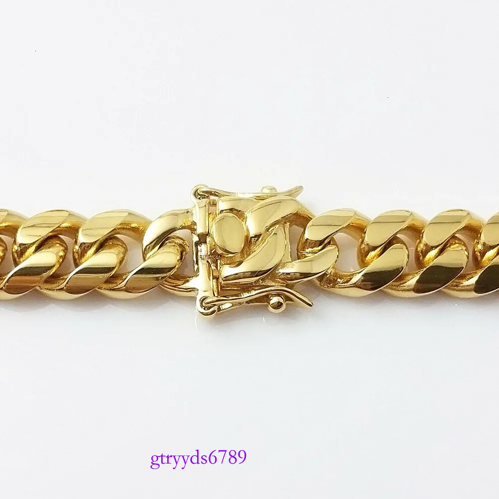 Gold Miami Cuban k Chain Necklace Men Hip Hop Solid Stainless Steel Jewelry Necklaces