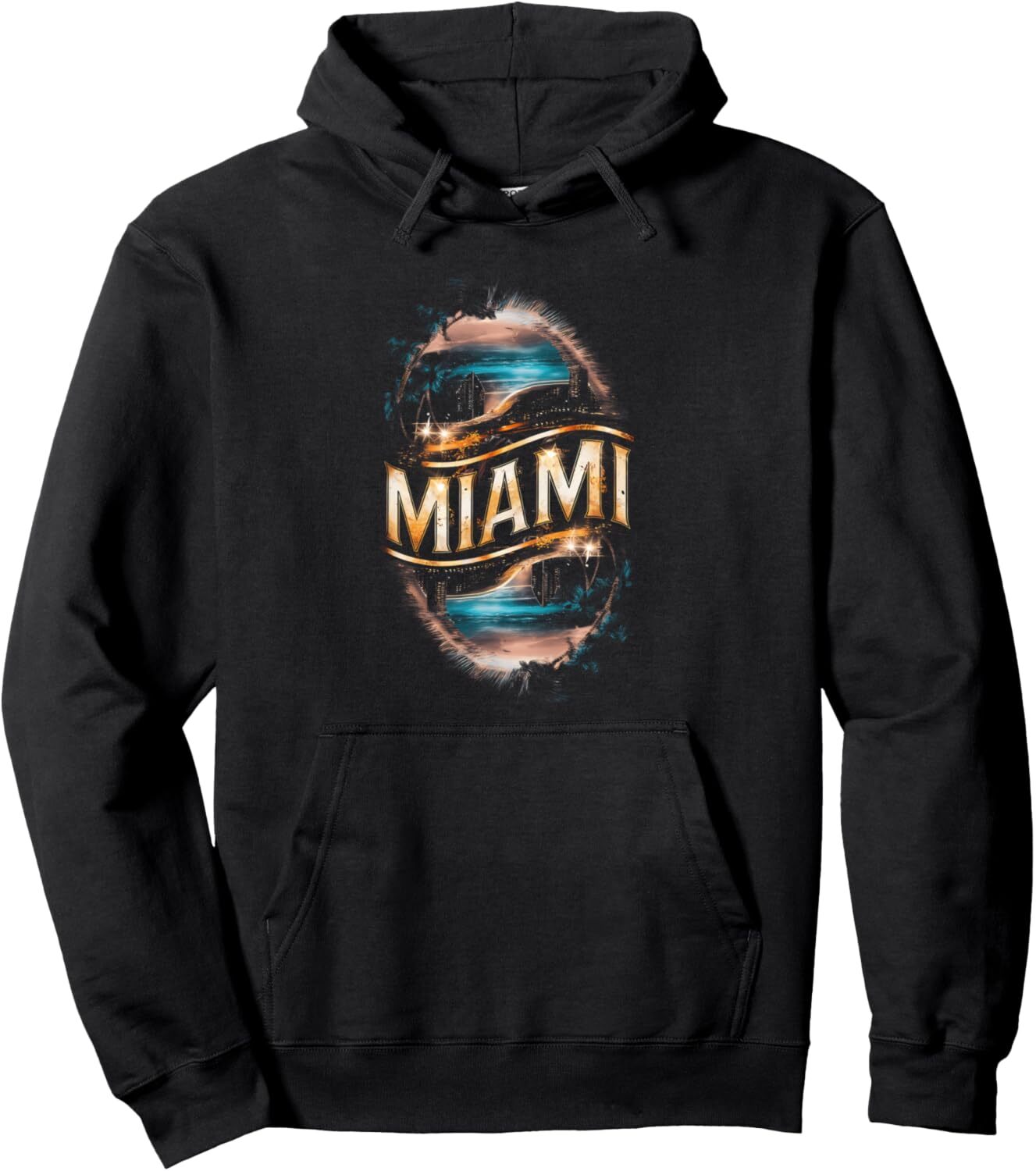Hoodie for Mens Womens Miami Beach Florida Souvenir Sunset Trees Vacation FL Pullover Hoodie Graphic Hoodies sweatshirt