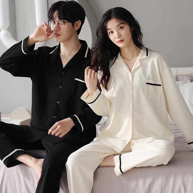 Spring Couple Japan Sleepwear Set Womens Cotton Soft Sleepwear Loose Home Clothes Fashion Sleepwear Set Sleepwear 241112