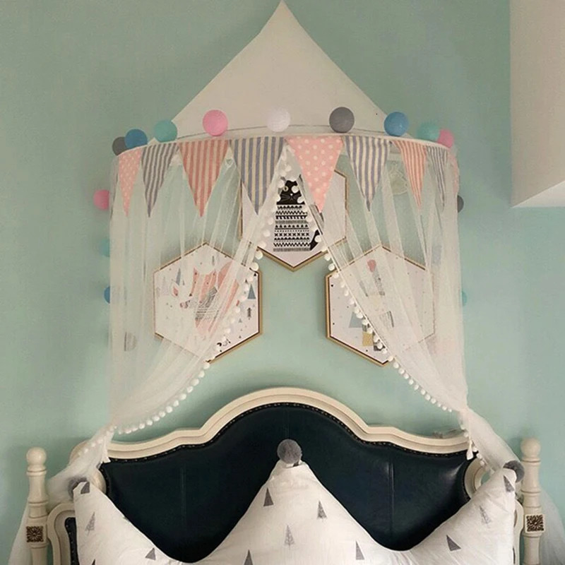Kids Teepee Tents Children Play House Castle Cotton Foldable Tent Canopy Bed Curtain Baby Crib Netting Girls Boy Room Decoration 240412