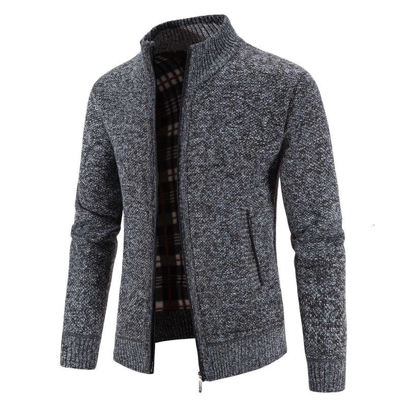 Men Sweater Jacket Winter Autumn Cold Coat Fleece Zipper Cardigan Soft Jumpers Turtleneck Warm Y2K High Quality 241108