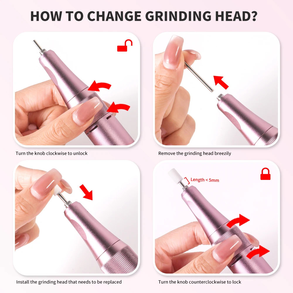 35000RPM Rechargeable Portable Nail Drill Machine Wireless Nail Drill Pen Nail File Polishing Pen Suitable For Home Nail Salons 241115