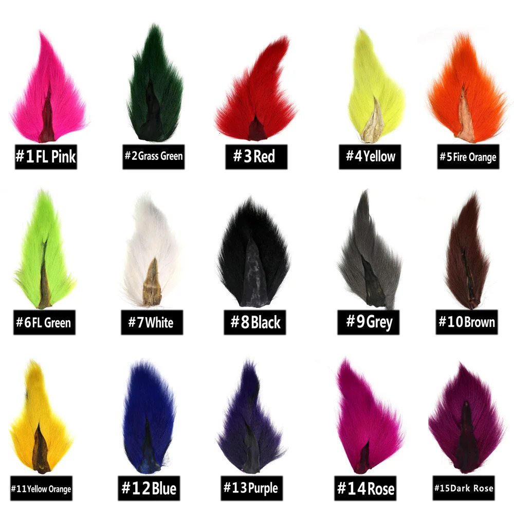 Vtwins Fly Tying Fur Whole Dyed Deer Tail Hair Fur Bucktail Jigs Fly Tying Saltwater Flies Dry for Fly Tying Bucktail Materials 241116