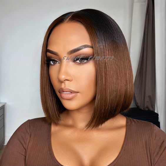 Glueless Double Drawn Straight Bob Wig Human Hair Lace Front Wig Ombre Highlight Raw Vietnamese Hair HD Full Lace Frontal Wigs