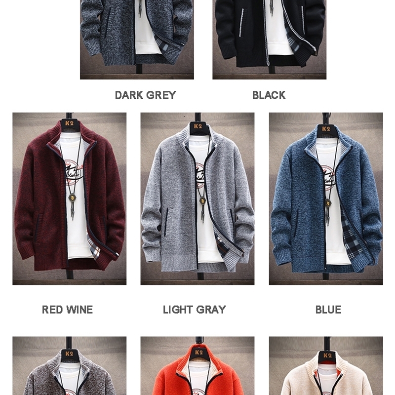 Men Sweater Jacket Winter Autumn Cold Coat Fleece Zipper Cardigan Soft Jumpers Turtleneck Warm Y2K High Quality 241108