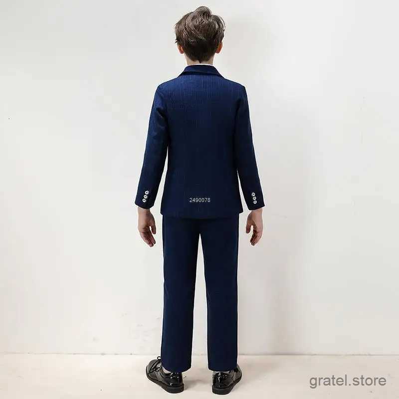 Suits Big Teenager Tuxedo Dress Children Dance Costume Flower Boy Wedding Suit Kids Formal Jacket Vest Pants 3PCS Party Photograph Set