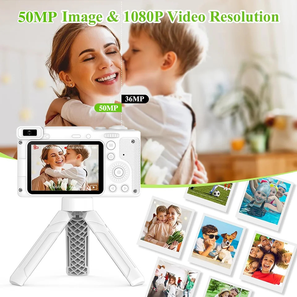 HD 1080P 24 inch digital Camera Rechargeable Cameras with 8x Zoom Compact Camera 50MP Cameras for kids Beginner Camera 241113