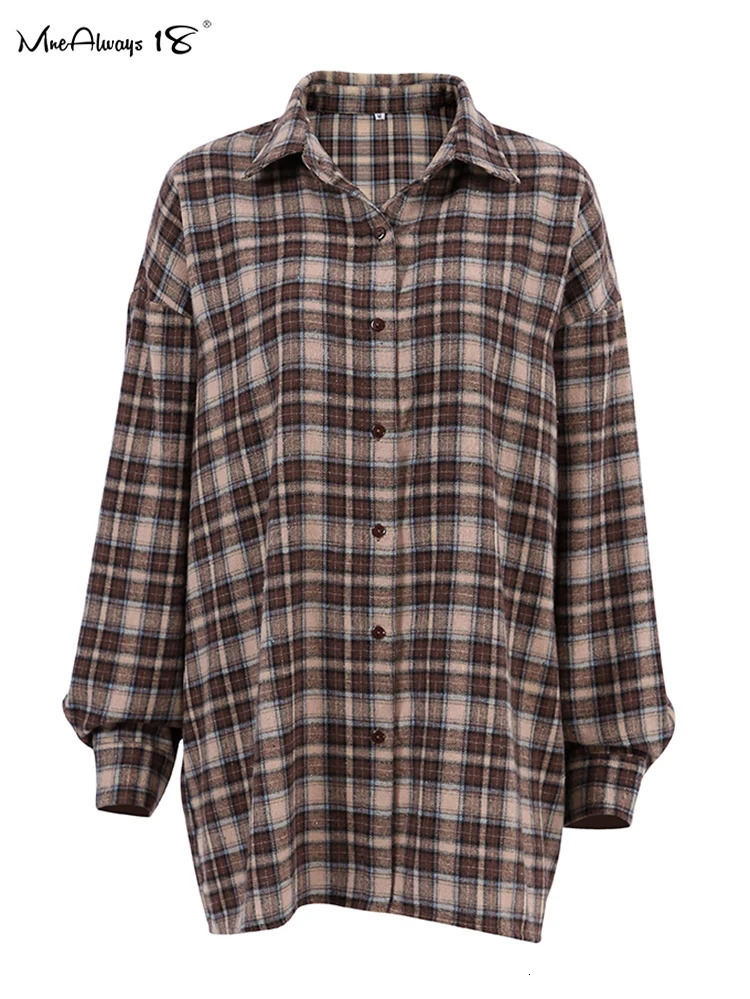 Mnealways18 Retro Plain Shirt Womens Loose Gingham Womens Shirt Spring Button Top Coat Extra Large Long Sleeve Womens Shirt 241115