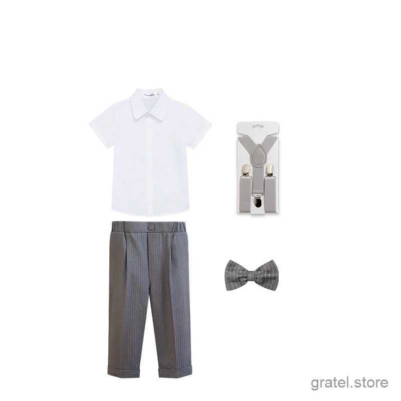 Suits Children Luxurious Gary Photography Suit School Boys Jacket Vest Pants Bowtie Birthday Ceremony Costume Kids Wedding Party Dress