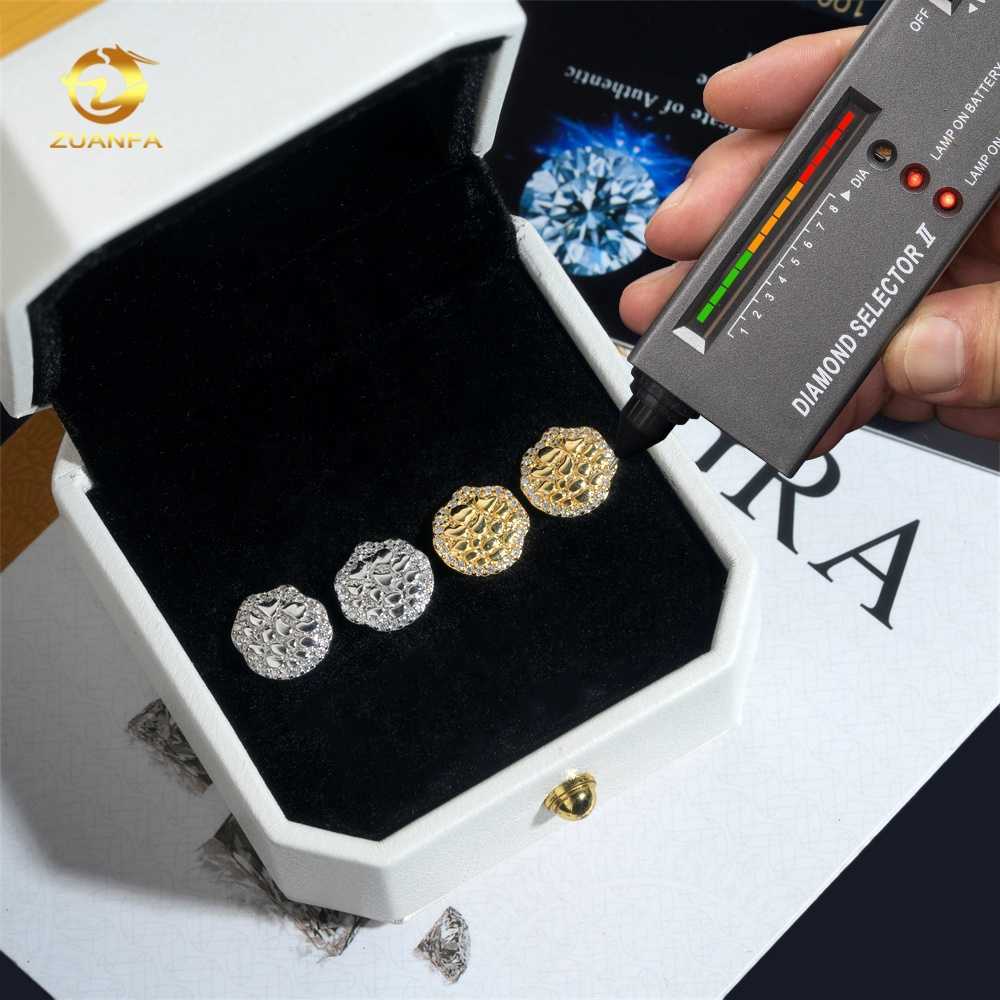 New Arrivals Hip Hop Gold Plated GRA Certificate Net Sterg Sier Men Moissanite Earrings