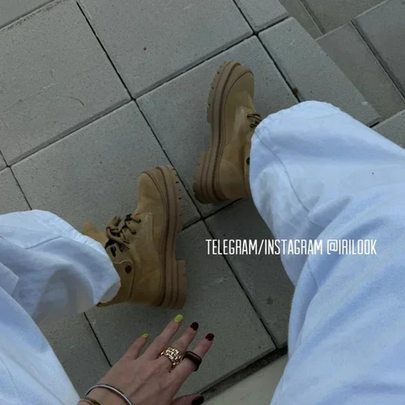 JOZHATA size 35-40 womens ankle boots suede leather folded on lace thick high heels shorts 2025 casual daily wear 241115