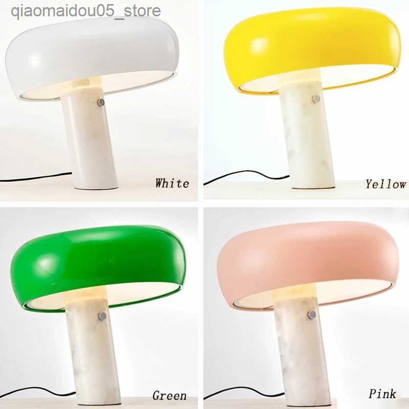 Lamps Shades Marble mushroom table lamp for childrens learning LED night light home black bedside living room decoration book reading gloss Q240416