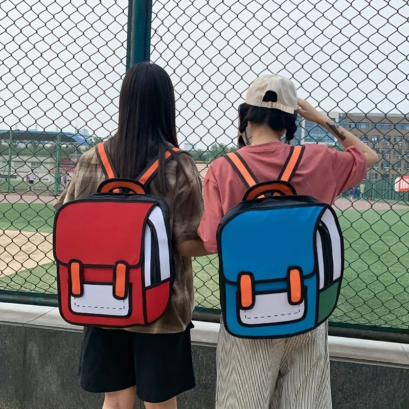 Anime Manga 2D Backpack with 3D Stereoscopic Design Large Capacity Dual Shoulder Bag for Cosplay and Otaku Fans 241115