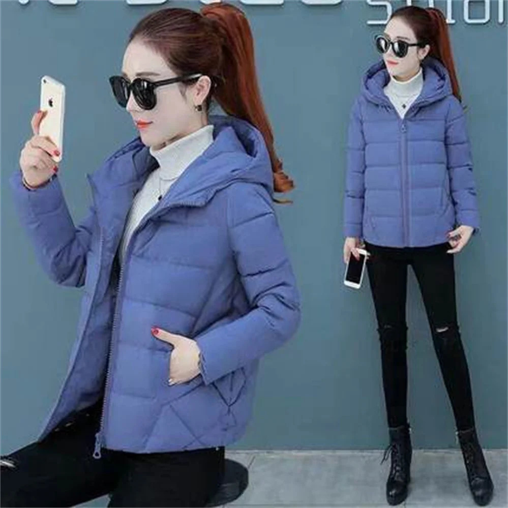 Black Fashion Puffer Coats Winter Hooded Cotton Coat Loose Jacket Short Down Casual Female Outwear 241115