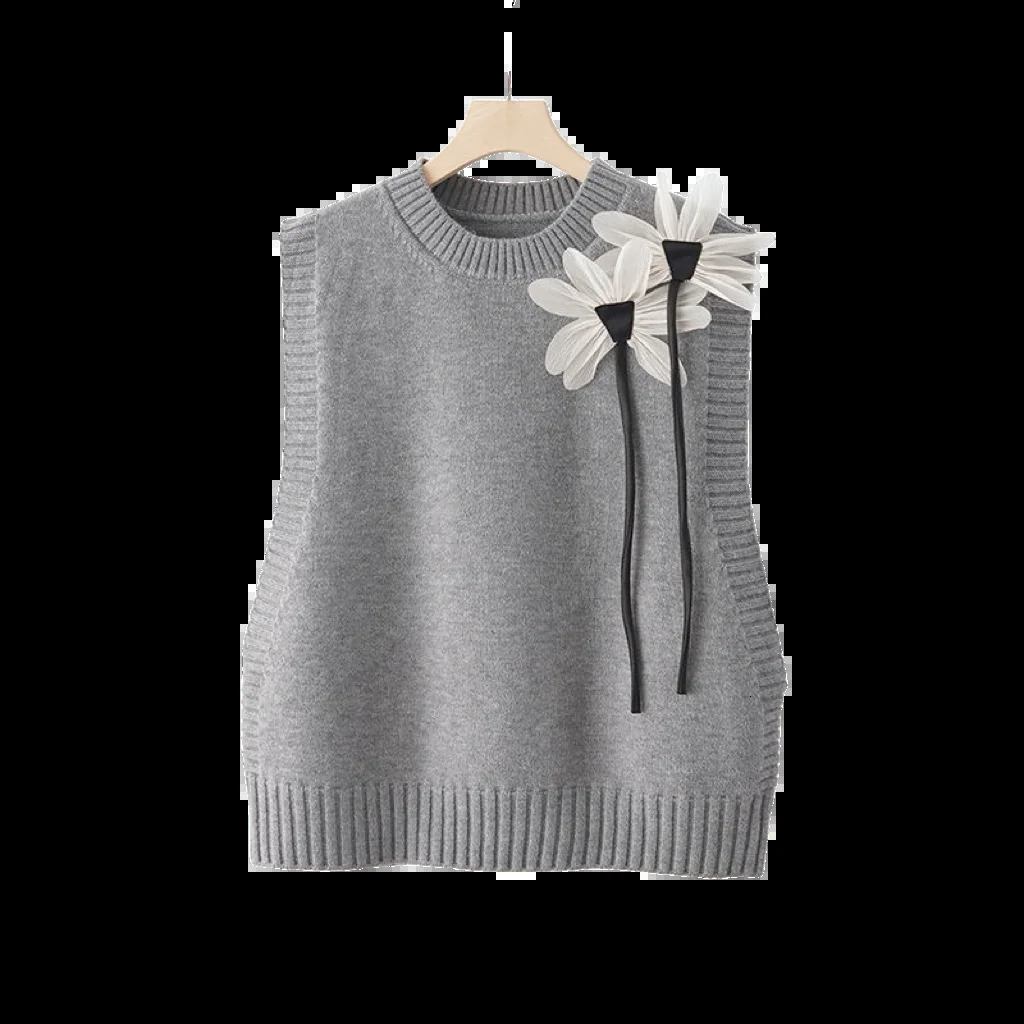 Autumn Winter Knitted 3 Pieces Set Office Ladies Elegant Vestwhite Shirtswide Leg Pants Sets For Women Clothing 2024 241115