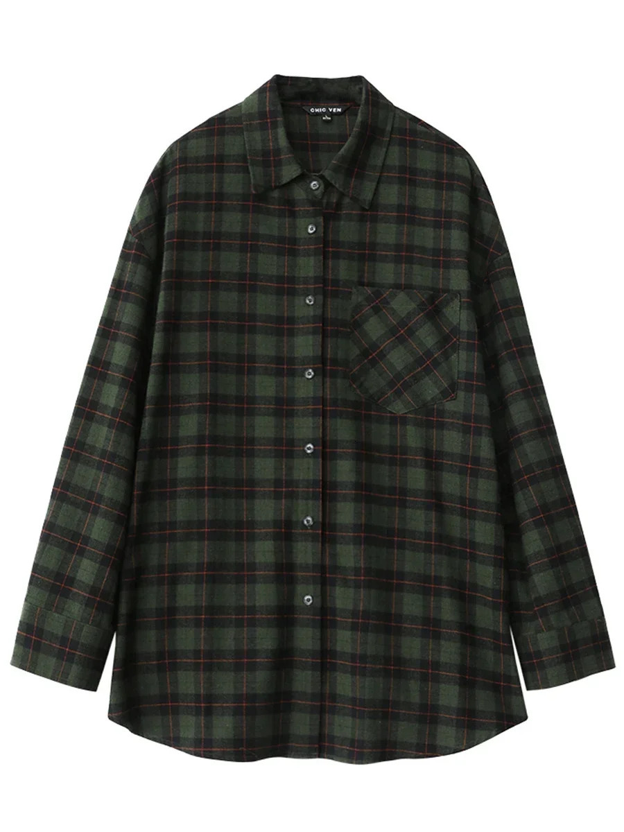 CHIC VEN Womens Loose Retro Cotton Matte Plain Shirt Womens Top BF Style Womens Top Spring/Summer 241115