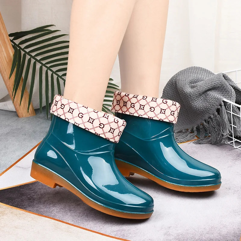 Rain Boots Women Low Antislip Fashion Kitchen Ladies Rain Shoes Short Fashion Water Shoes Oxfords Wearable Adult Water Shoes 241115