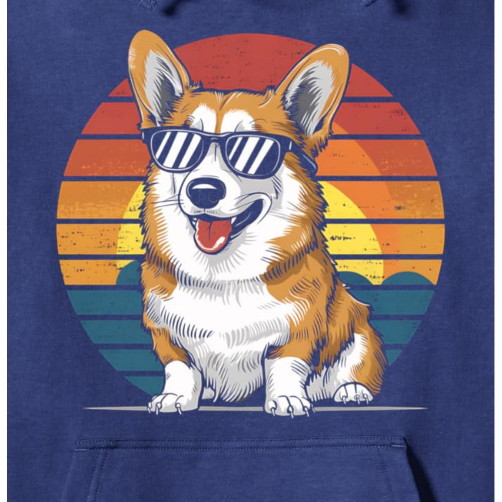 Hoodie for Mens Womens Corgi Dog Lover Retro Sunset Sunglasses Corgi Owner Gifts Pullover Hoodie Graphic Hoodies sweatshirt fashion
