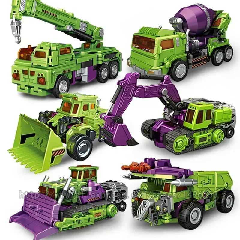 6-in-1 NBK 42CM Destructive Toy Conversion KO Robot Car Combination Action Diagram Excavator Blender Model Childrens Box free X2411151