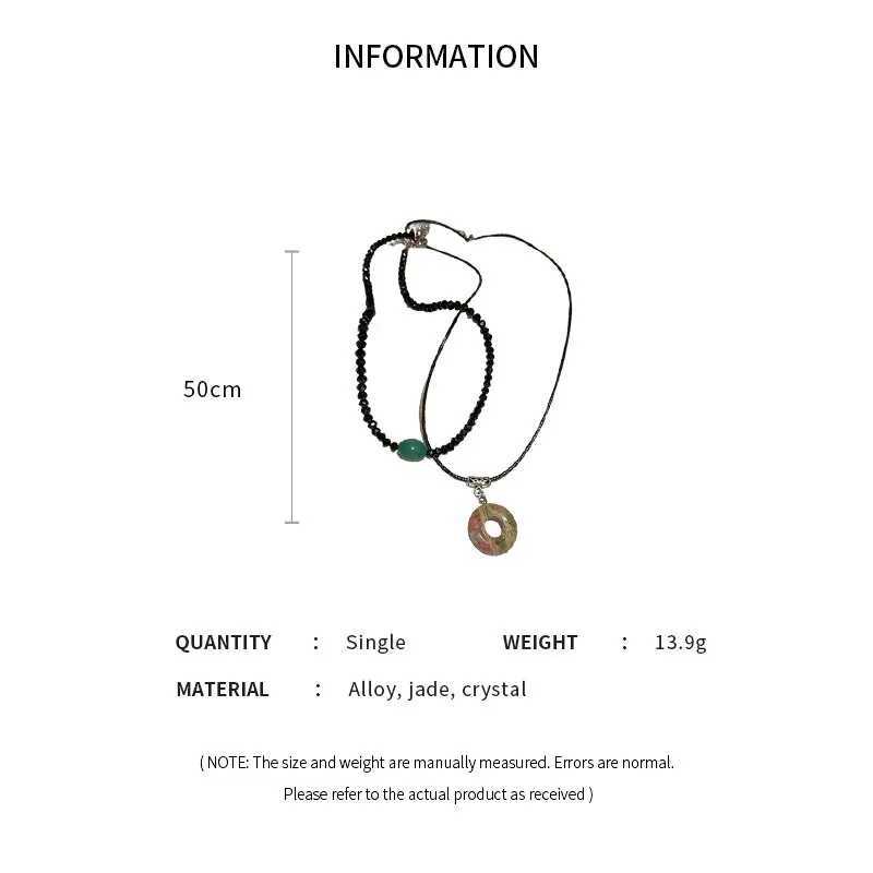 2 pieces of retro peace buckle pendant necklace natural stone bead chain necklace set womens Chinese style jewelry W250318