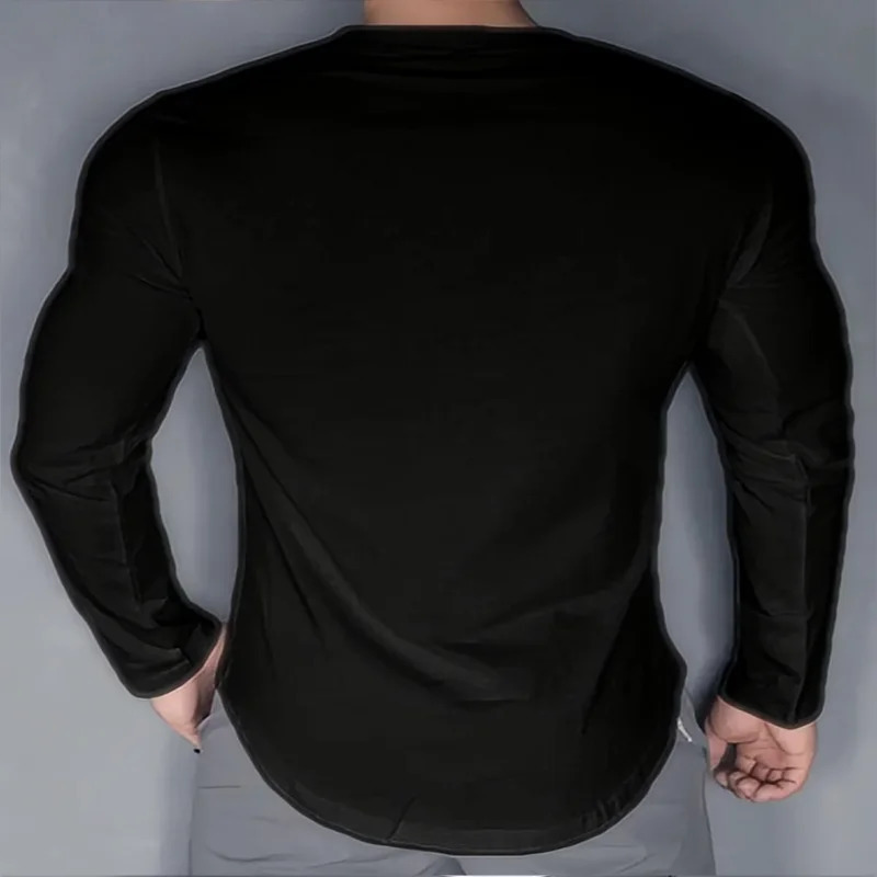 Mens Autumn And Winter Running Sports Fitness Base Tshirt White Leisure Style Long Sleeved Slim 241115